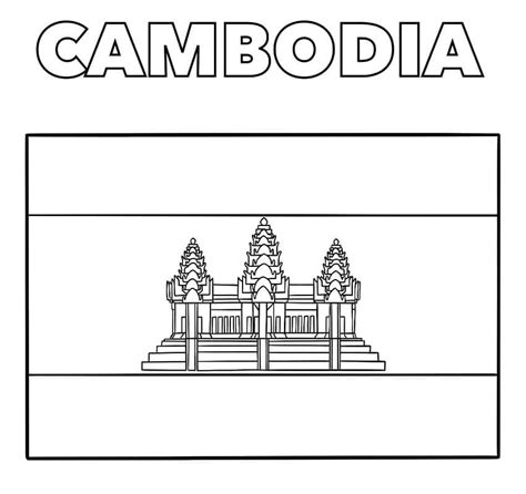 Printable Cambodia Flag coloring page - Download, Print or Color Online for Free