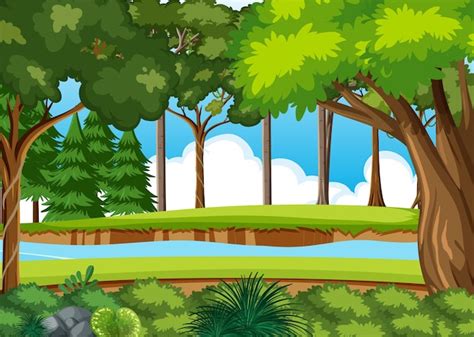 Free Vector | Empty forest environment background