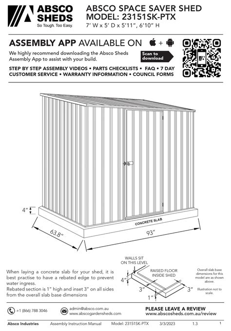 ABSCO SHEDS 23151SK-PTX MANUAL Pdf Download | ManualsLib