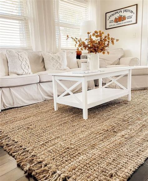 Naturally Textured Chunky Jute Tasseled Natural Rug | Jute rug living room, Rugs in living room ...