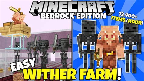 Minecraft Bedrock: Easy WITHER SKELETON Farm Tutorial! 13,400+ Items ...