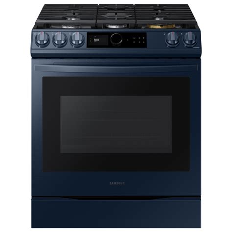 Samsung Bespoke 30-in 5-Burner 6-cu. ft. Slide-In Gas Range (Fingerprint Resistant Navy ...