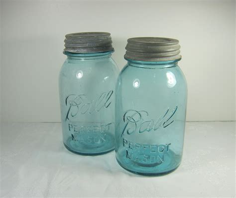 Vintage Blue Ball Canning Jar Antique 1920s Zinc Lid Perfect