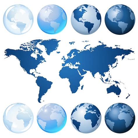 Premium Vector | Blue globe kit and map for international