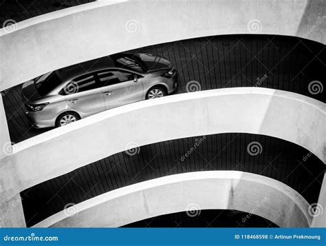 The Architecture of the Spiral Curve and Slope Way To Go To Parking Lot in the Shopping Mall ...