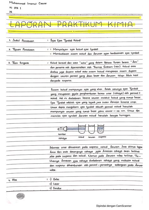 SOLUTION: Laporan praktikum kimia sifat efek tyndall koloid oleh ...