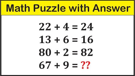 Best maths puzzles with answers