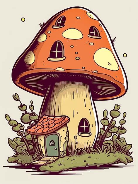 Premium AI Image | Charming mushroom house next to a river AI generated