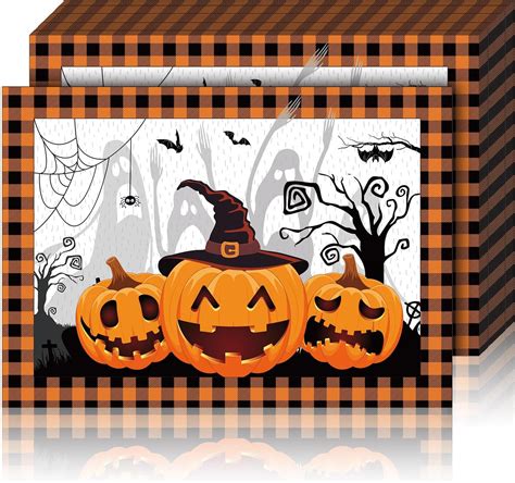 Amazon.com: Honoson 100 Pieces Halloween Placemats Happy Halloween Fall ...