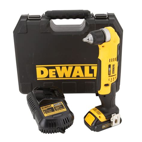 DEWALT 20-Volt MAX Lithium-Ion Cordless Compact Right Angle Drill Kit ...