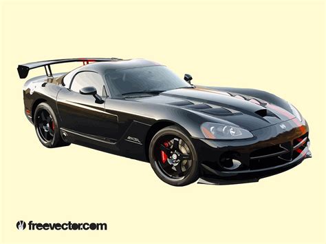 Black Dodge Viper Sports Car - Vector download