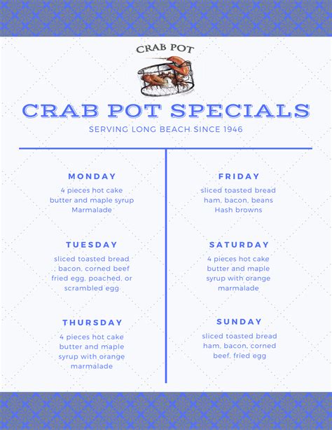 Specials – The Crab Pot