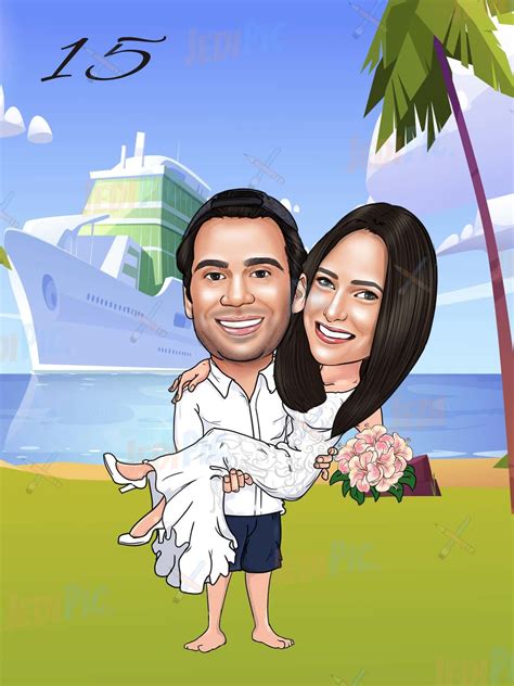 Couple Anniversary Caricature - Personalized Gift from Photos | JediPic