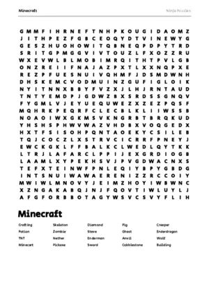 Printable Minecraft Puzzle Games