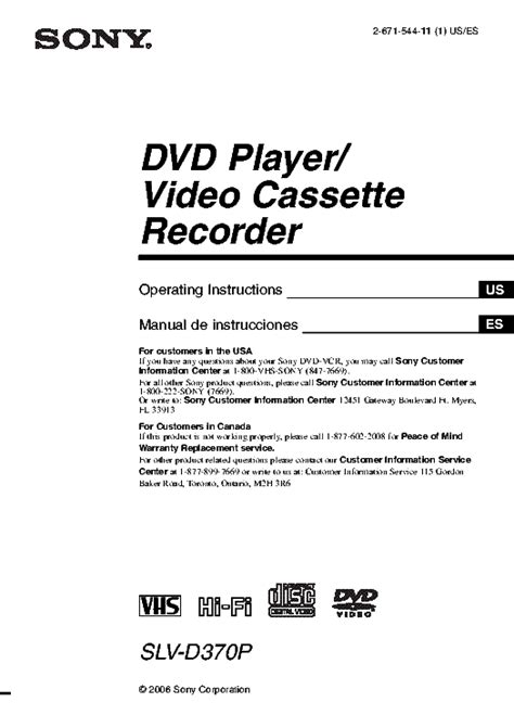 SONY SLV-D370P DVD VCR COMBO USER MANUAL Service Manual download ...