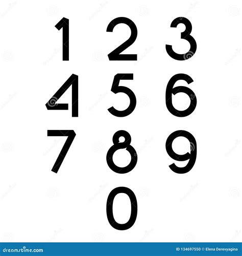 The Numbers Font Black Set from 0 To 9 on a White Background. Vector ...