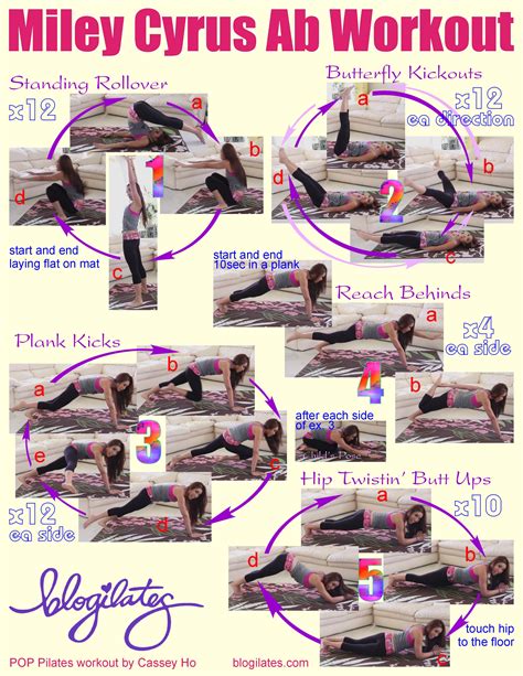 Miley Cyrus Ab Workout Printable! - Blogilates