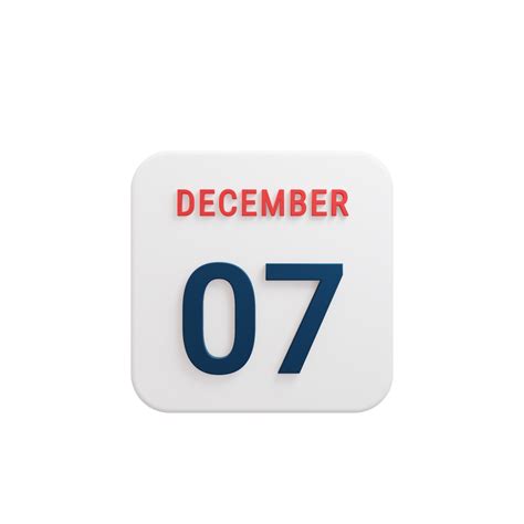 December Realistic Calendar Icon 3D Rendered Date December 07 14257245 PNG