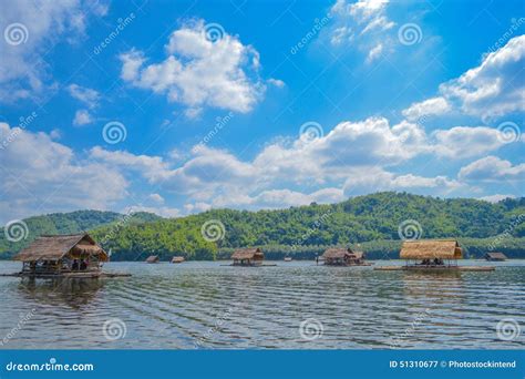 Bamboo Raft , Lakeside Raft Houses , Kanchanaburi , Thailand Stock ...