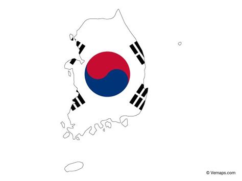 Flag Map of South Korea | Free Vector Maps | Korea map, South korea ...