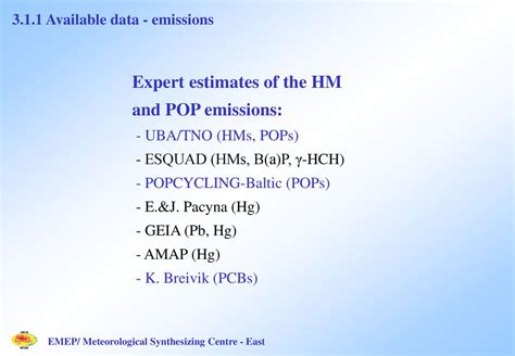 MSC-E contribution concerning heavy metals - ppt download