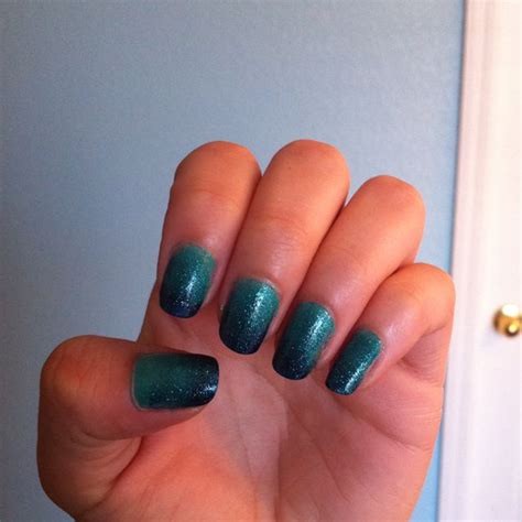 My nails- teal gradient, used three shades of teal and a teal glitter over :) | Nails, Shades of ...