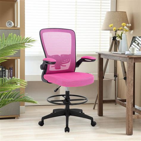 Drafting Chair Tall Office Chair Adjustable Height with Lumbar Support ...