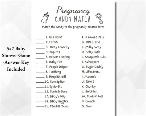 Pregnancy Candy Match Game, Pregnancy Candy Match Game Answers, Gender ...