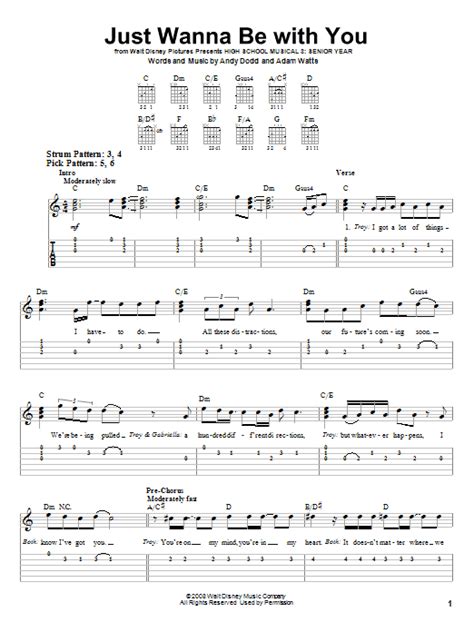 Just Wanna Be With You by High School Musical 3 - Easy Guitar Tab ...