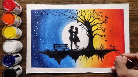 Step by step Romantic Couple Painting for beginners!