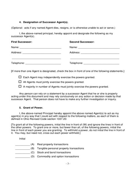 Power of Attorney Form - Ohio Free Download