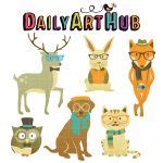 Hipster Animals Clip Art Set – Daily Art Hub // Graphics, Alphabets & SVG