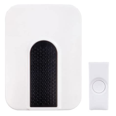 Hampton Bay Wireless Battery Operated Doorbell Kit with Wireless Push Button, White HB-7306-03 ...