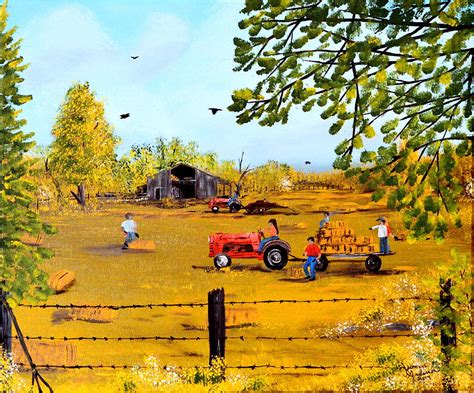 Bailing hay Painting by Jeannie Anderson - Fine Art America