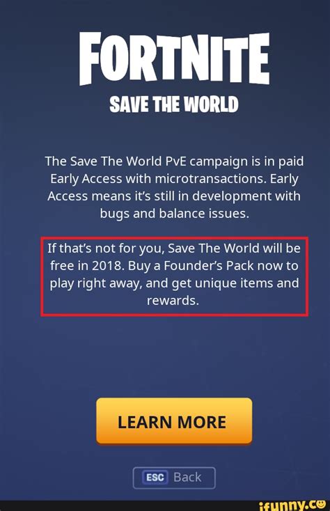 FORTNITE SAVE THE WORLD The Save The World PvE campaign is in paid ...