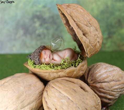 Miniature Polymer Clay Fairy Baby in Walnut Shell by Teensyweensybaby ...