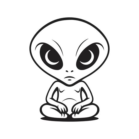 alien, logo concept black and white color, hand drawn illustration ...