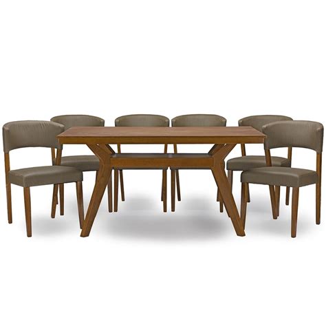 Baxton Studio Montreal 7pc Dining Set in Dark Walnut - Modern Dining ...