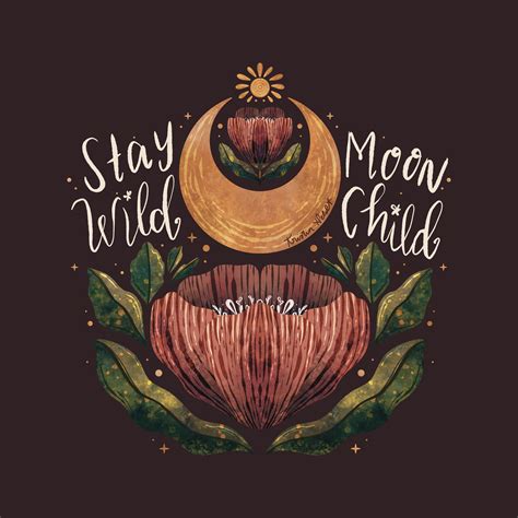 DO NOT COPY - DO NOT USE WITHOUT PERMISSION | Stay Wild Moon Child Art Print for sale. Botanical ...