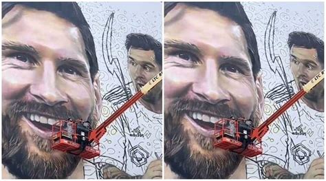 Watch: Lionel Messi mural gets finishing touch from David Beckham ...