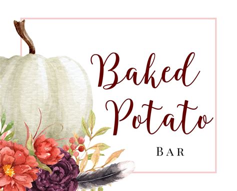 Baked Potato Bar Printable Sign Fall Party Decorations - Etsy