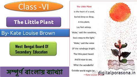 The Little Plant | Class 6 English Poem Analysis | The Little Plant By ...