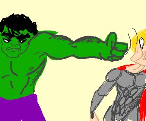 hulk punching thor scene from the avengers - Drawception