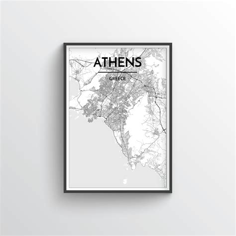 Athens City Map Art Prints - High Quality Custom Made Art - Point Two ...