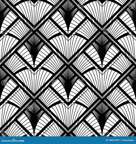 Art Deco Pattern. Vector Black White Background Stock Vector - Illustration of leaf, lines ...