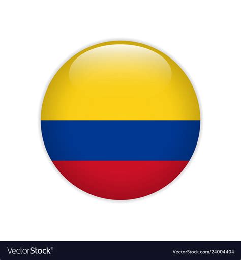 Colombia flag on button Royalty Free Vector Image