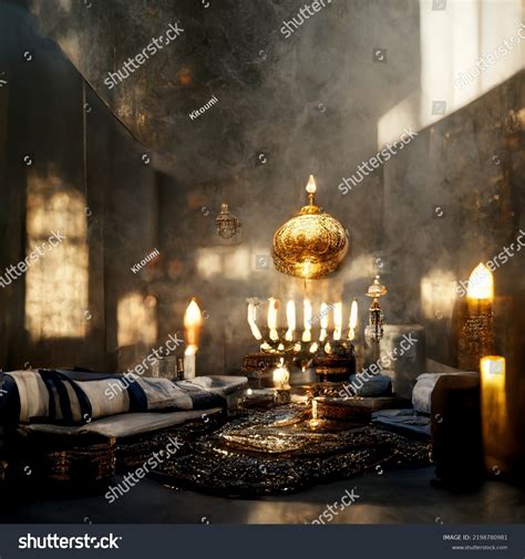 Judaism Inspired Concept Art Menorah Jewish Stock Illustration ...