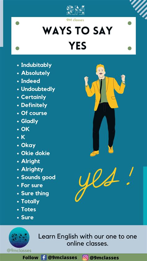 20 ways to say yes phrases in english english grammar by 9mclasses – Artofit