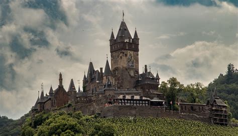 travel destinations, building exterior, outdoors, castle, clouds, cochem, ancient, imperial ...