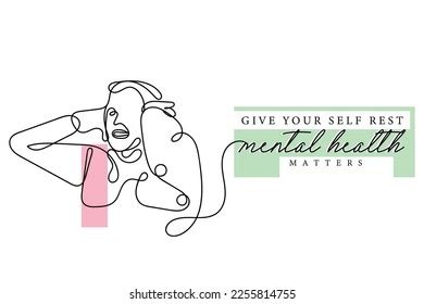 Mental Health Line Art Vector Mental Stock Vector (Royalty Free ...